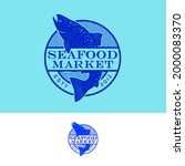 seafood emblem. blue silhouette ... | Shutterstock .eps vector #2000083370