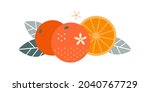 orange fruit. flat illustration.... | Shutterstock .eps vector #2040767729