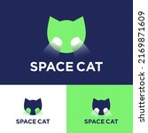 space cat logo. cat head with... | Shutterstock .eps vector #2169871609