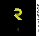 R Logo. R Monogram. Yellow...