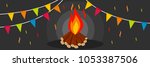 lohri bonfire banner. flat... | Shutterstock . vector #1053387506