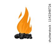 Coal Fire Icon. Flat...