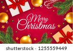 merry christmas gift box... | Shutterstock . vector #1255559449
