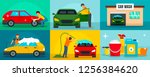 car wash cleaning banner set.... | Shutterstock . vector #1256384620
