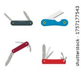 Penknife icons set. Flat set of penknife vector icons for web design