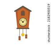 Bird Pendulum Clock Icon. Flat...