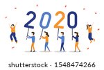happy new year 2020 celebration.... | Shutterstock .eps vector #1548474266