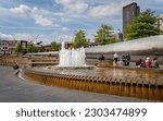 Small photo of Water feature in Sheaf Square front of Sheffield Railway station, taken in Sheffield, Yorkshire, UK on 18 May 2018