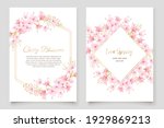 cherry blossom spring card set | Shutterstock .eps vector #1929869213