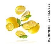 Fresh Raw Lemons With Green...