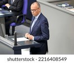 Small photo of Berlin, Germany, October 20, 2022. Friedrich Merz, leader of the CDUCSU parliamentary group and thus leader of the opposition in the 20th German Bundestag, during the 62th plenary session.