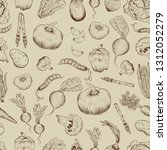 seamless vegetable pattern ... | Shutterstock .eps vector #1312052279