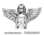 angel drawing. peaceful angel... | Shutterstock . vector #703020043