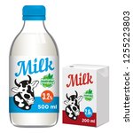 milk bottle and carton pack... | Shutterstock .eps vector #1255223803