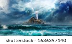 Lighthouse In Storm With Big...