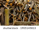 Small pile of felled trees as background