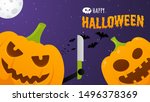 happy halloween poster with two ... | Shutterstock .eps vector #1496378369