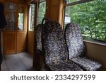 Small photo of Bad Schandau, Germany, 17.10.2022, public vintage tramway or tramcar inside