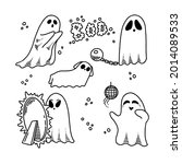 cute ghosts icons  halloween... | Shutterstock . vector #2014089533