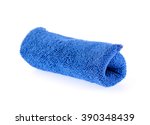 Blue towel rolls isolated on white background.