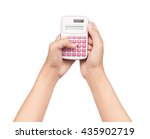 hand holding a calculator... | Shutterstock . vector #435902719