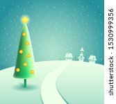 christmas tree on snowy scene   ... | Shutterstock .eps vector #1530999356