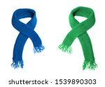 Green And Blue Knitted Scarf On ...