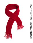 Red knitted scarf on a white...