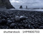 Black Beach In Iceland With...