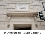 Small photo of Washington, DC, USA - June 21, 2022: The Internal Revenue Service (IRS) sign is seen at the Internal Revenue Service Building, located in the center of the Federal Triangle complex in Washington, DC.
