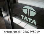 Small photo of Portland, OR, USA - Apr 22, 2022: TATA logo is seen at the entrance to its Portland office in Oregon. Tata Group is an Indian multinational conglomerate holding company headquartered in Mumbai, India.