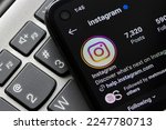 Small photo of Portland, OR, USA - Jan 10, 2023: Instagram's official account page is seen in the Instagram mobile app on a smartphone. Instagram is a photo and video sharing social networking service owned by Meta.