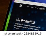 Small photo of Portland, OR, USA - Nov 6, 2023: Webpage of xAI PromptIDE, an integrated development environment for prompt engineering and interpretability research, is seen on the corporate website of xAI.