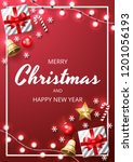 merry christmas background with ... | Shutterstock .eps vector #1201056193