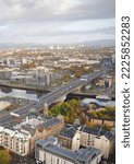 Small photo of Glasgow, Scotland, UK, October 30th 2022, Aerial view of the Kingston Bridge over the River Clyde and M8, M74 Motorway