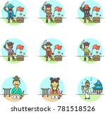 history  multicolor icon set | Shutterstock .eps vector #781518526