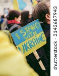 Small photo of Downing Street, London | UK - 2022.03.13: Ukrainian people protest, thousands gather to demand tougher sanctions on Russia from British Government, EU and USA to stop the war in Ukraine