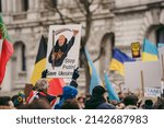 Small photo of Downing Street, London | UK - 2022.03.13: Ukrainian people protest, thousands gather to demand tougher sanctions on Russia from British Government, EU and USA to stop the war in Ukraine