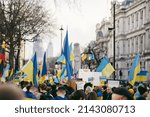 Small photo of Downing Street, London | UK - 2022.03.12: Ukrainian people protest, thousands gather to demand tougher sanctions on Russia from British Government, EU and USA to stop the war in Ukraine