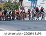 Small photo of Montilla, Spain, September 2022 Tour of Spain platoon of cyclists
