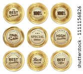set of golden badges and labels ... | Shutterstock .eps vector #1111156826