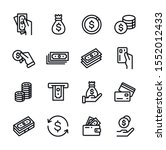 Money, finance, banking outline icons collection. Money line icons set vector illustration. Money bag, coins, credit card, wallet and more