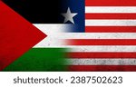 Small photo of Flag of Palestine and The Republic of Liberia National flag. Grunge background