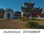 Small photo of Ulan-Ude. Russia. August 28, 2021. The architecture of the Ivolginsky datsan, which houses the incorruptible body of Hambo Lama Itigelov, who has been in a state of meditation since 1927.
