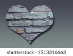 Small photo of close up of a big flinty heart, isolated on gray and blue background with gradient