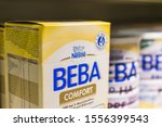 Small photo of Munich, Germany - November 2019: Nestle Beba Comfort dietetic food for special medical purposes - flatulence, diarrhea, with reduced lactose content.