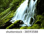Small photo of Abstract view of Upper Proxi falls in the Oregon cascades during the summer of 2009. Focus point at immediate foreground.
