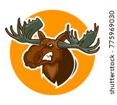 Angry Moose Deer Reindeer Head...