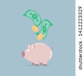 cute pink piggy bank with money ... | Shutterstock .eps vector #1412223329