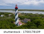 Aerial view of lighthouse in St. Augustine Florida. 